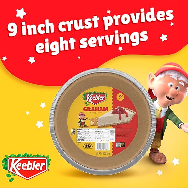 KEEBLER READY CRUST 9-INCH GRAHAM CRACKER PIE CRUST, PREMADE PIE CRUST FOR BAKING AND NO-BAKE, 6 OZ