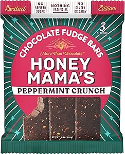 Honey Mama's, Peppermint Crunch Limited Edition Chocolate Fudge Bars, NO Refined Sugar, Gluten Free, Dairy Free, Soy Free, NO