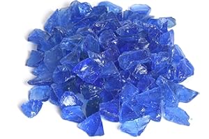 SHINY STONE High Luster Reflective Fire Glass Gravel,Fire Gems,Fire Drops,Fire Glass Pebbles Stones Beads Chips for Fire Pit Fish Tank Aquarium Garden,1-2cm,540g/1.19lb (Light Blue)