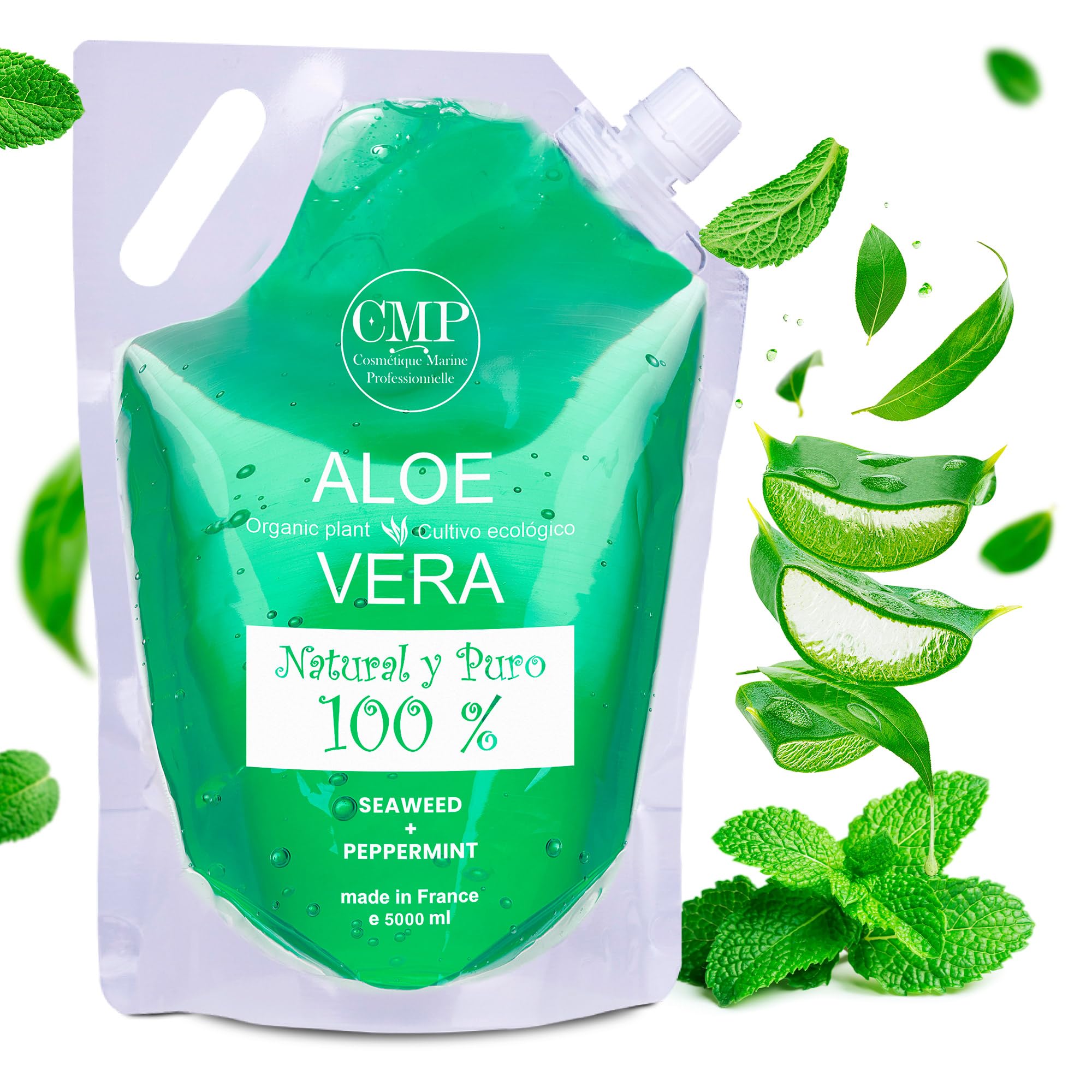 CMP PepperMint and Aloe Vera Refreshing Gel, Heavy Legs, Varicose Veins, Stretch Marks, Water Retention, Swollen Legs + Feet. Circulation Booster for Feet and Legs, Body Moisturiser 5000 ml
