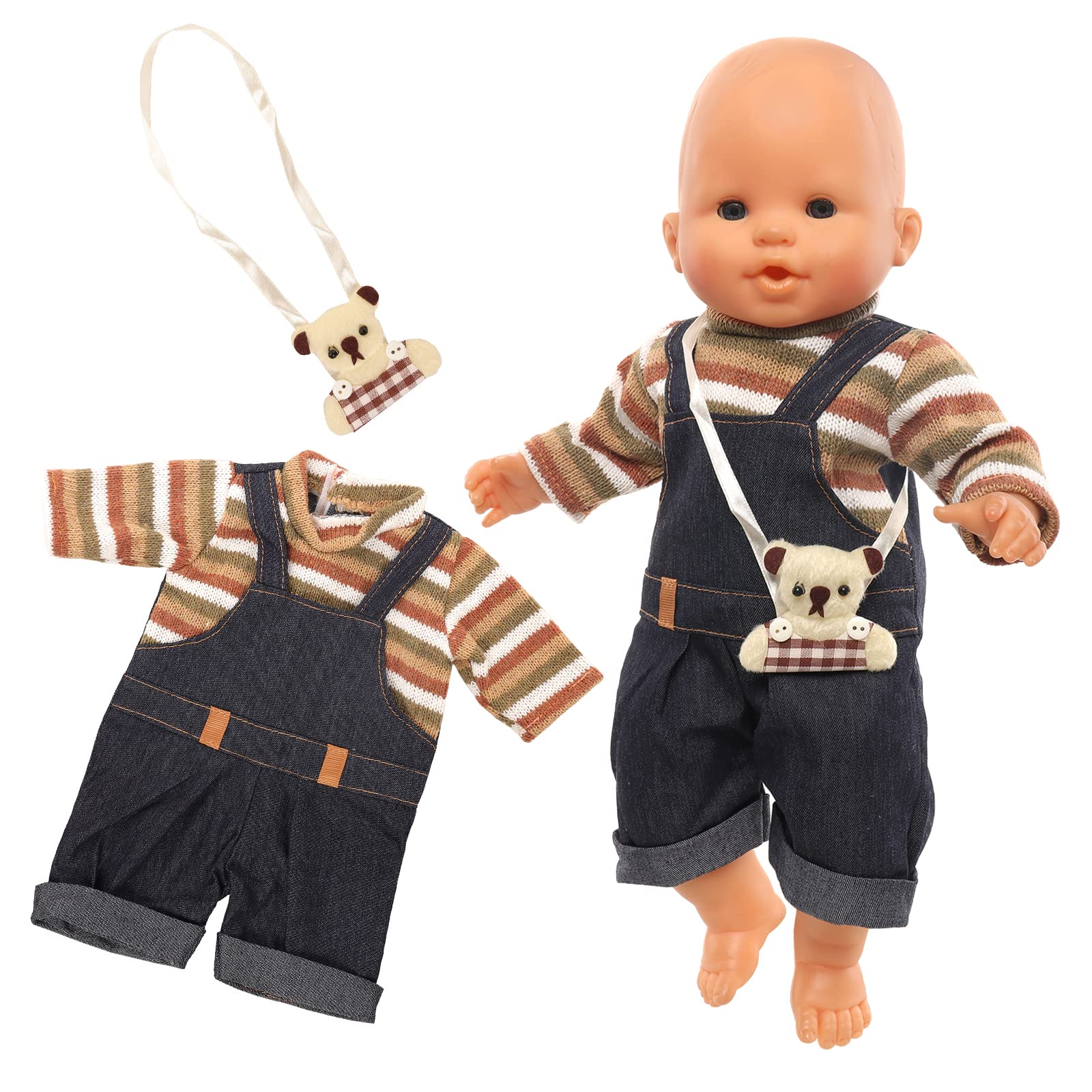 Miunana Sweet Doll Clothes for 14 Inch 16 Inch 17 Inch 35-43 cm Born Baby Doll, Baby Doll Clothes Outfits (Brown)