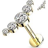 Melighting 14K Solid Gold Cartilage Helix Earring - 16G Curved Piercing Jewelry with Internally Threaded CZ Conch Stone - 8mm