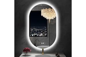 S·BAGNO 20''x32'' Oval LED Bathroom Mirror with Lights, Anti-Fog, 3 Colors Temperature & Dimmable, Lighted Mirrors for Bathro