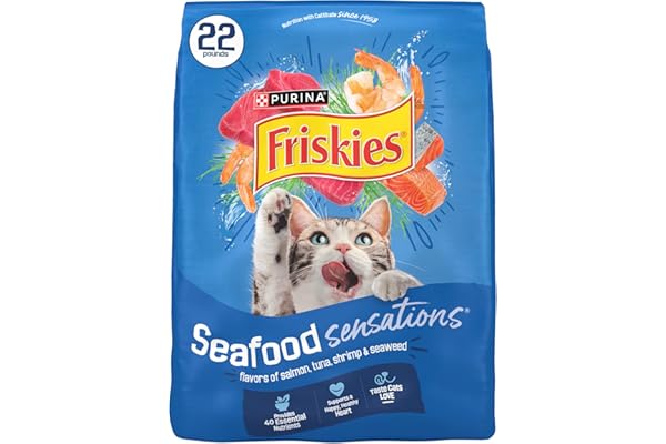 Purina Friskies Seafood Sensations Adult Dry Cat Food, Salmon, Tuna & Shrimp, 22 lb product