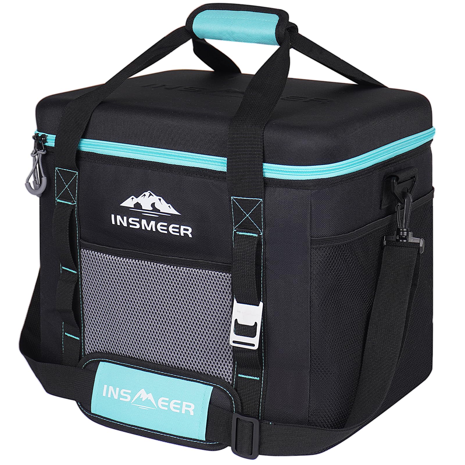 INSMEER Kühltasche Groß 40L, 60 Dosen Kühltasche Faltbar mit Hart Eva Dach, Wasserdicht Gross Kühltaschen, Kühlbox, Isoliertasche, Thermotasche für Camping, Picknick, Strand