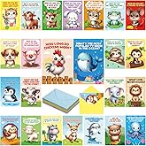 Treasure Cove Funny Animal Joke Cards Fun Animals Notecards Set Kids Thinking of You Cards Blank with Envelopes Students Teachers Summer Camp Lunchbox Notes Classroom Activities Party Supplies 24 Pcs