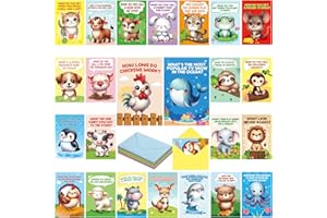 Treasure Cove Funny Animal Joke Cards Fun Animals Notecards Set Kids Thinking of You Cards Blank with Envelopes Students Teachers Summer Camp Lunchbox Notes Classroom Activities Party Supplies 24 Pcs