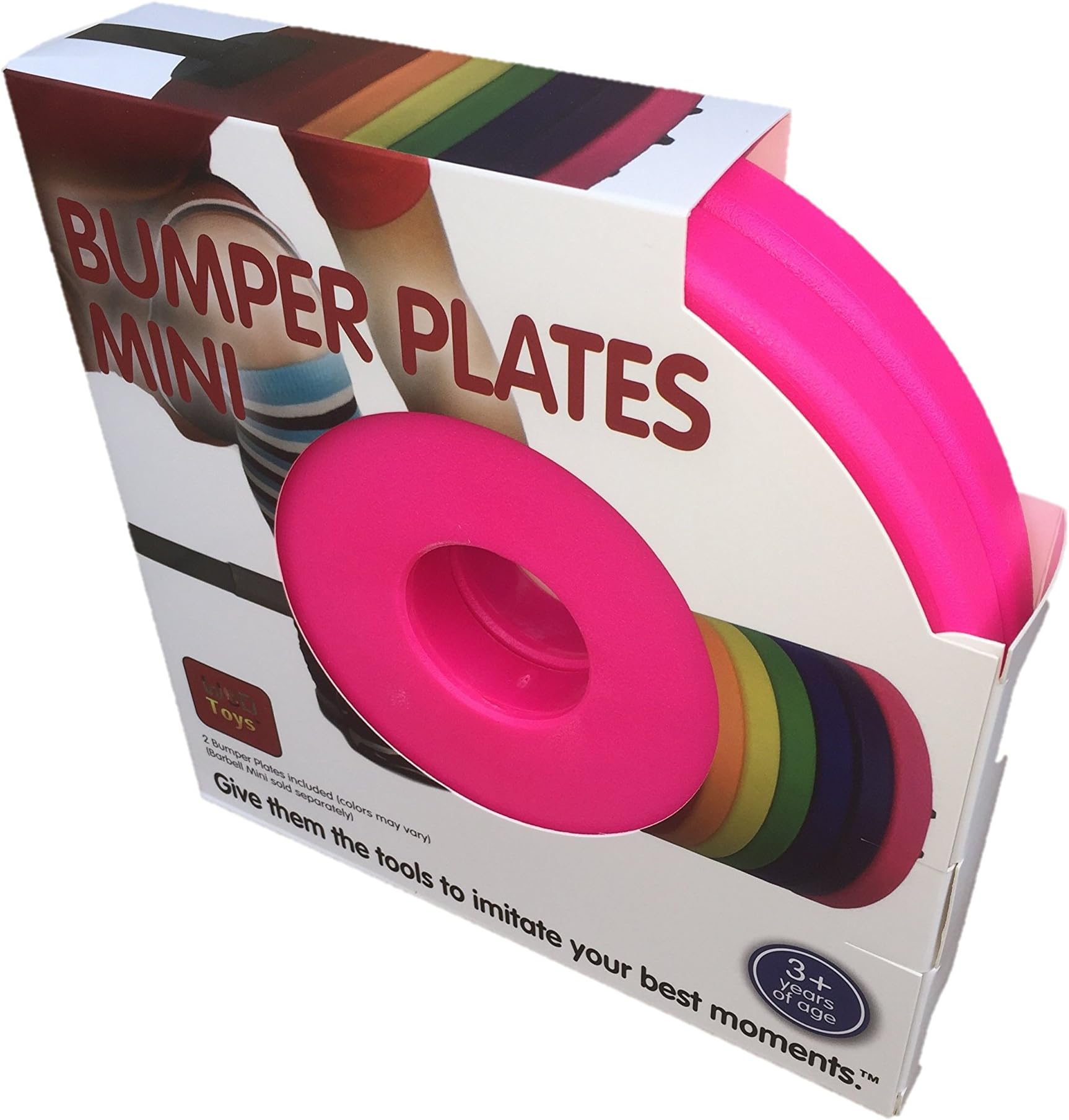 WOD Toys Colored Bumper Plates Mini - Add On Bumper Plates for The Barbell Mini - Safe, Durable Fitness Toys for Kids