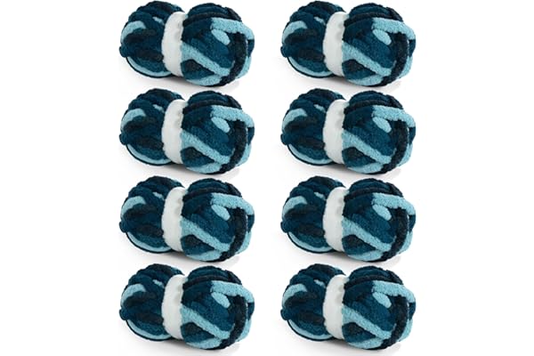 HOMBYS 8 Pack Giant Chunky Yarn for Crocheting/Hand Knitting, Super Bulky Large Soft Fluffy Tie Dye Plush Fuzzy Mixed Color Thick Chenille Yarn (Dark Blue, Blue)