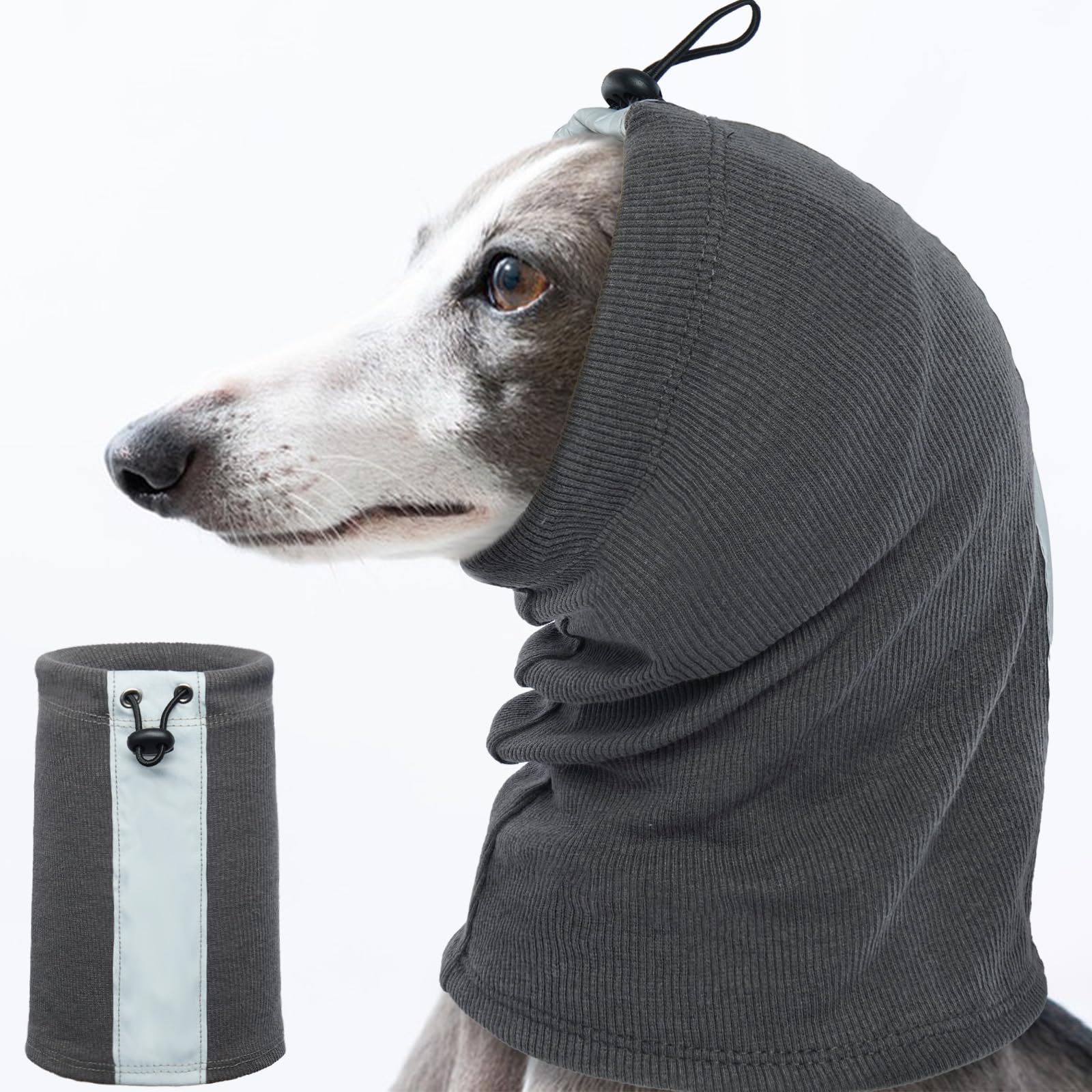 Ear Cover for Dogs, Noise Cancelling Ear Muffs for Dogs Firework Head Band with Reflective Strips(Grey, M)
