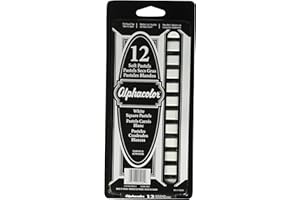 Derwent Alphacolor Soft Square Pastels, White, 12 Pastels per Set (105204)