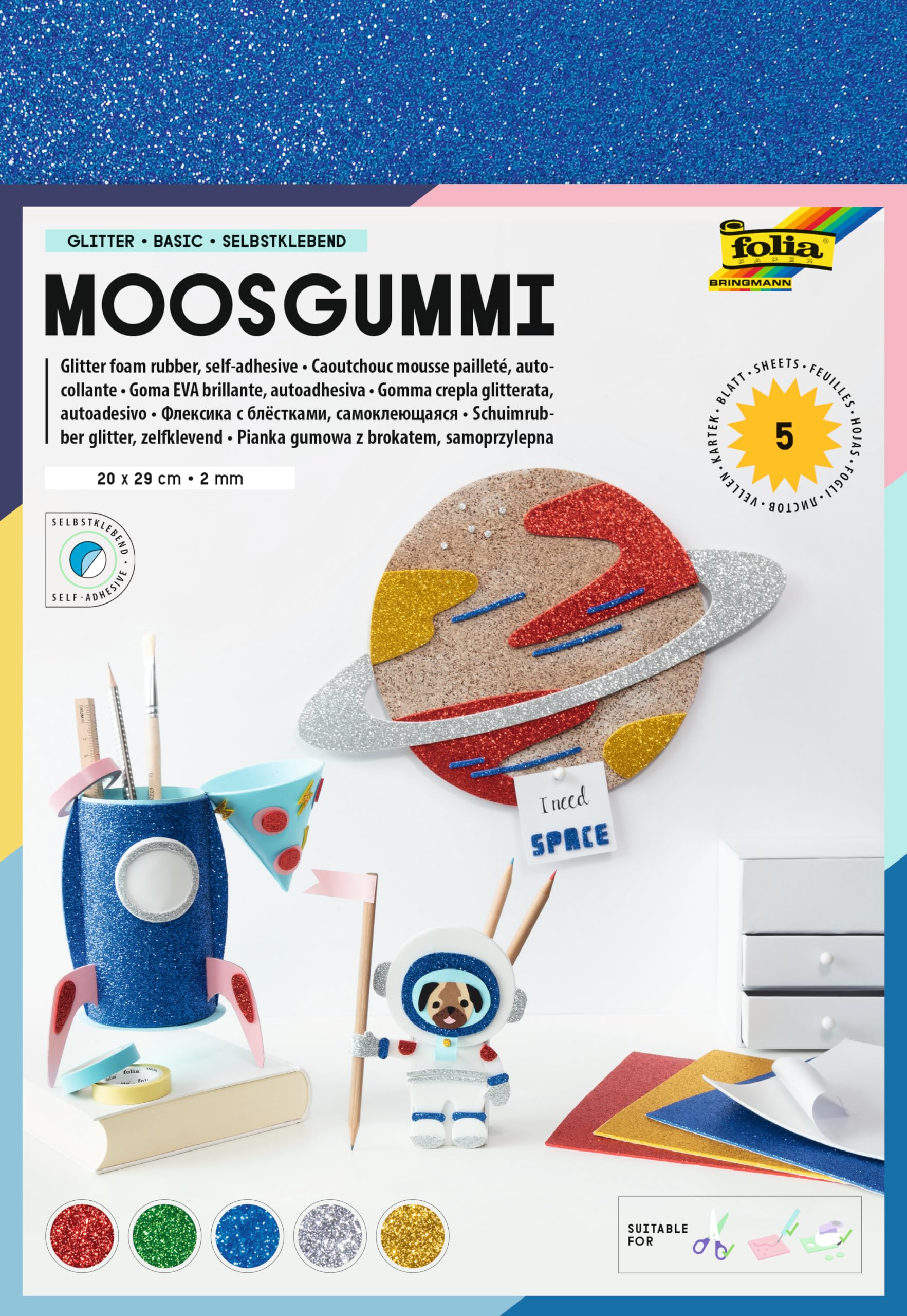 Folia 231919 5feuilles Creative Paper Craft (Paper Art – Paper Art Paper, 5 Sheets, 20 cm, 29 cm