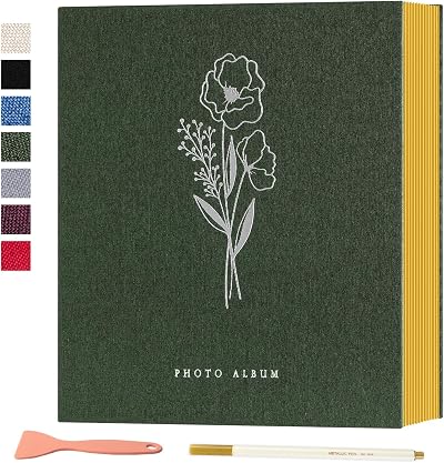 Lanpn Self Adhesive Photo Album Scrapbook 80 Pages Green Linen Magnetic Pages