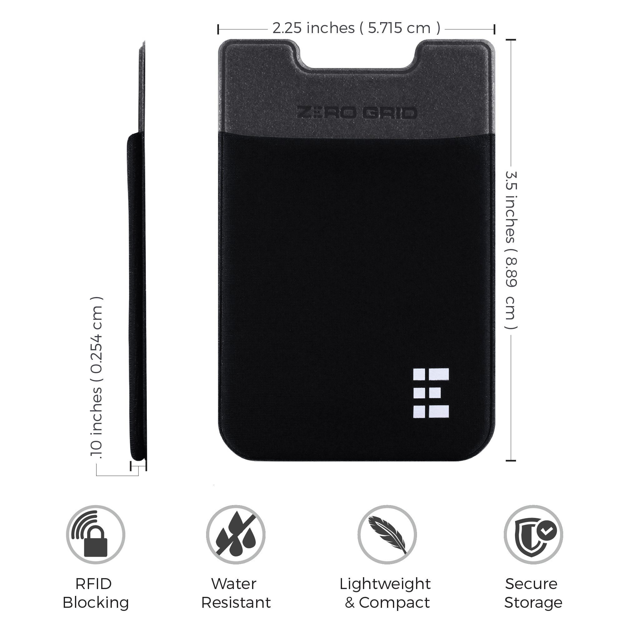 Zero Grid Porte Cartes pour Smartphone - Portefeuille de Téléphone Adhésif avec Blindage RFID