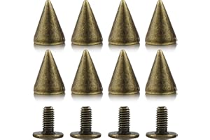 YORANYO 100 Sets 9.5MM Bronze Spikes and Studs Metal Bullet Cone Spikes Screw Back Leather Craft Rapid Rivet Screws Punk Studs and Spikes for Clothing Shoes Leather Belts Bag Rivets 3/8 Inch