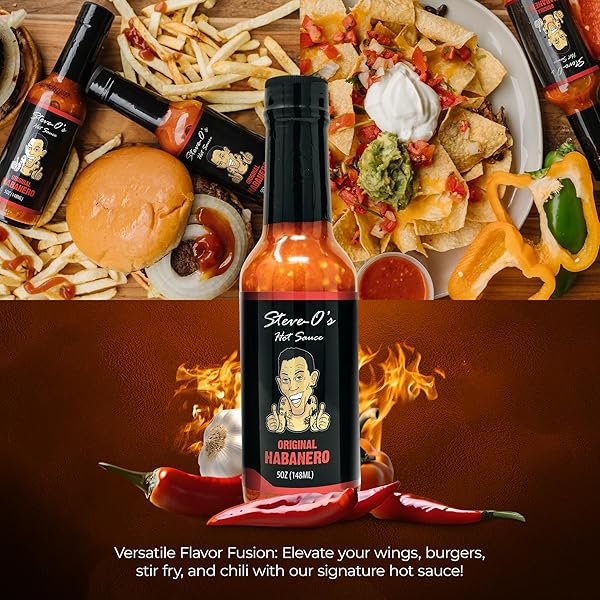 STEVE-O’S HOT SAUCE – HABANERO HOT SAUCE | GARLIC HABANERO HOT SAUCE FOR TACOS, BURGERS, NACHOS, EGGS, BBQ (148 ML)