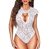 Avidlove Lace Bodysuits for Women Lingerie Bodysuit Tops One Piece Teddy Short Sleeve S-XXL