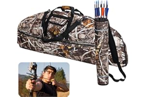 JOYIBAY 45.3*17.7Inch Compound Bow Case & Arrow Quiver, Multi-Pocket Bow Carry Bag for Archery Accessories, Protective Bow Carrying Case with Cushion Layer, Portable with Adjustable Shoulder Strap Back Straps Handles