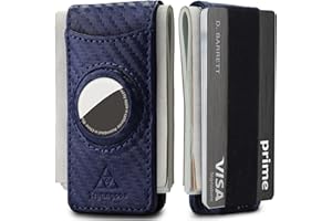 Tryangoos Magnetic Money Clip with airTag Holder,credit card elastic band,Holds to Cash and Cards (Carbon Blue)