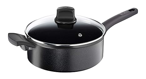 Tefal G10733 So Tough Schmorpfanne (26 cm, Aluminium, Empfohlen von Star-Koch Steffen Henssler) schwarz