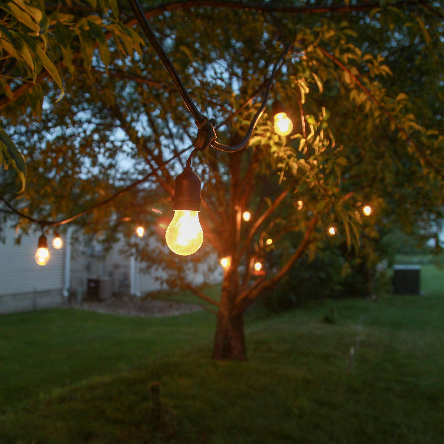 48 Ft Outdoor String Lights 15 Edison Bulbs Included, Commercial