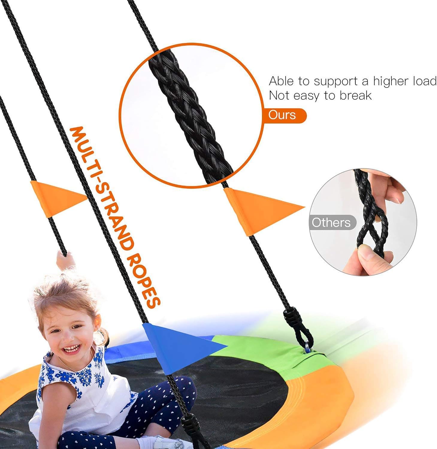 PACEARTH 40 Inch Saucer Tree Swing Flying 660lb Weight Capacity 2 Added Hanging Straps Adjustable Multi-Strand Ropes Colorful Safe and Durable Swing Seat for Children Adults: Kitchen & Dining