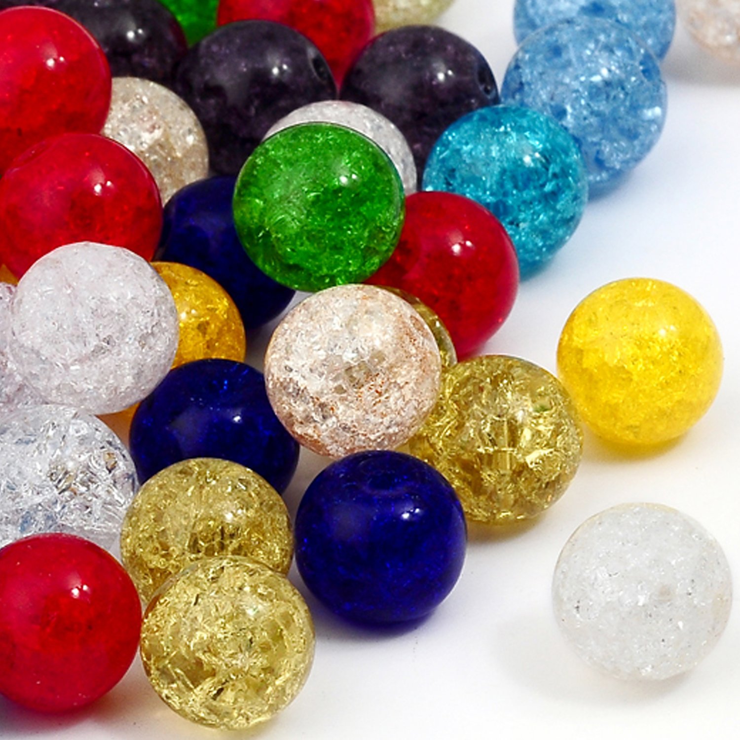 RUBYCA Assorted Mixed Round Druk Crackle Czech Crystal Glass Beads for Jewelry Making (4mm, 200pcs)