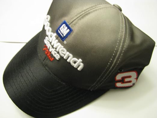 amazon com two tone black silver grey dale earnhardt sr 3 gm goodwrench service on brow of hat plus red white accents hat cap one size fits most osfm chase authentics clothing amazon com