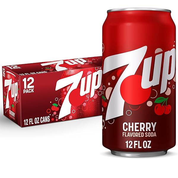 7UP CHERRY FLAVORED SODA, 12 FL OZ CANS,...