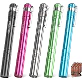 SEAMAGIC 5-Pack LED Pen Light with Clip, Mini Pocket Penlight | 10 AAA Batteries are Pre-Installed, Portable Flashlight for Inspection, Repair, Camping, Emergency &amp; Training