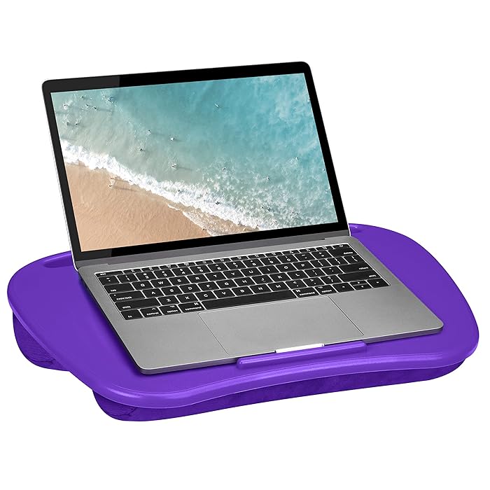 LapGear MyDesk Lap Desk with Device Ledge and Phone Holder - Purple - Fits up to 15.6 Inch Laptops - Style No. 44442