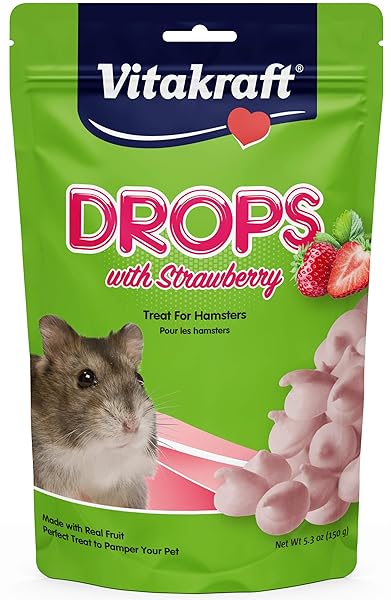 VITAKRAFT DROPS HAMSTER TREAT – STRAWBERRY – YOGURT TREATS FOR HAMSTERS PINK 5.3 OUNCE (PACK OF 1)