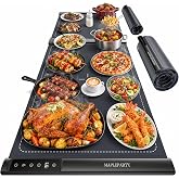 MAPLEPARTY Food Warming Mat, Expandable 25"‑42" Electric Warming Tray | Fast &amp; Even Heating, 7 Temp Levels, 4H Timer, Child Lock, Rollable Portable Heating Pad for Buffets, Parties, Family Dinners