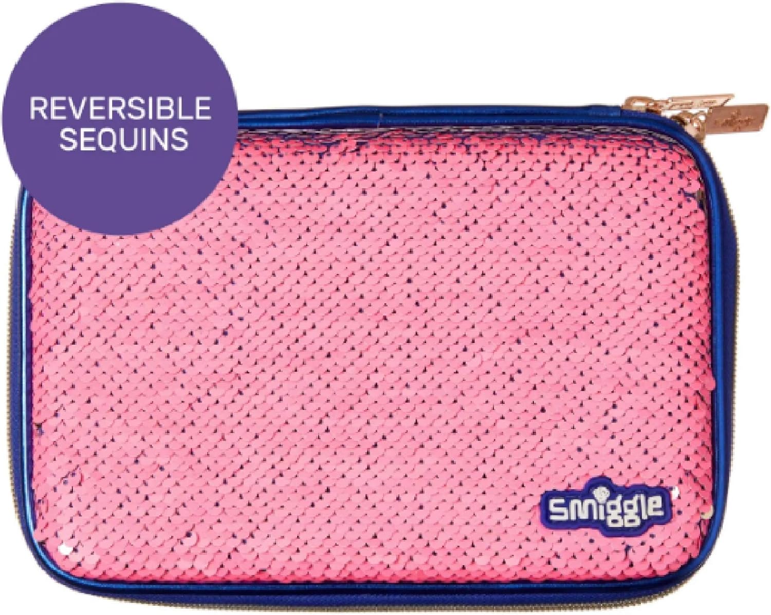 Smiggle Everyone's Favourite Hardtop Pencil case Reverse Sequin (Pink) Office