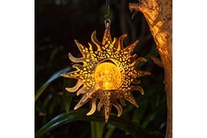 AMUGMILK Solar Lights Outdoor Garden Decor Hanging Lanterns Decoration Metal Sunflower Gifts Waterproof for Yard Clearance Front Porch Lawn Driveway Patio Backyard Pathway Gardening Gift