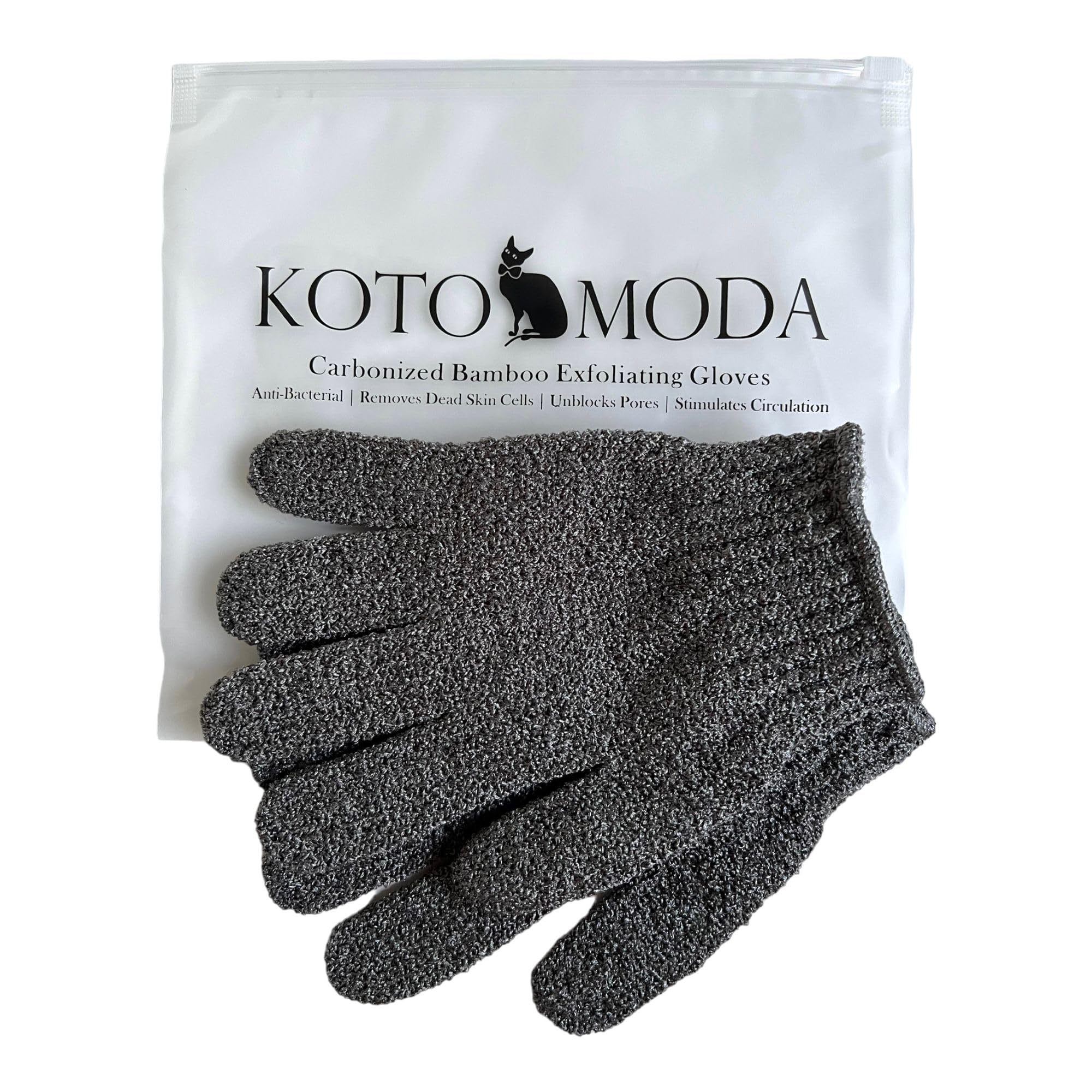 Kotomoda Sphynx Hairless cats Carbonized Bamboo Bath Exfoliating Gloves Charcoal Bamboo Shower Body Scrub