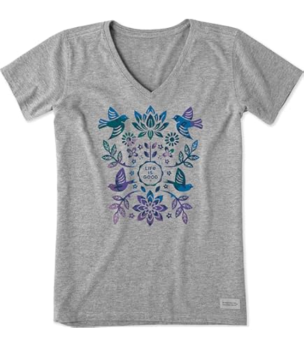 Life Is Good Women's Crusher Tee - Flow Flower Tall Flag Graphic T-Shirt