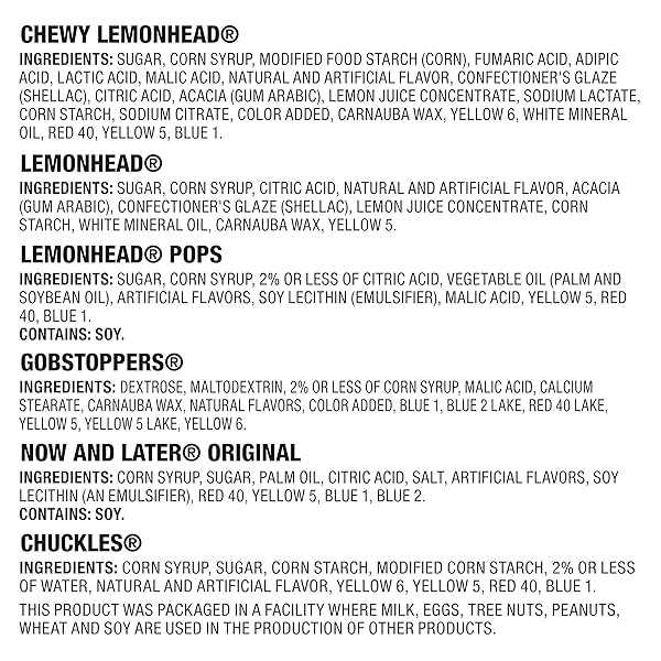 LEMONHEAD, NOW & LATER, GOBSTOPPERS & CHUCKLES KIDDIE MIX, CANDY CHEWY AND HARD CANDY MIX, INDIVIDUALLY WRAPPED TREATS, VARIETY PACK, 3.5 LB BAG (250 PIECES)
