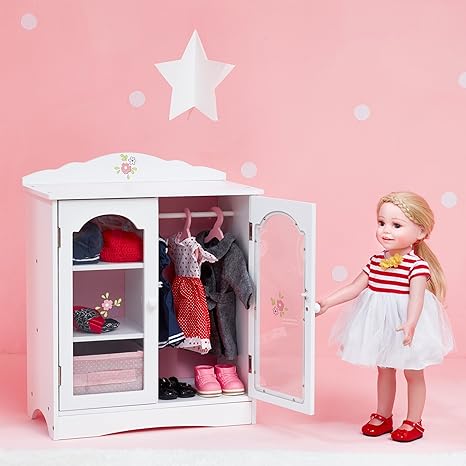 Olivia S Little World Princess 18 Inch Doll Wooden Closet With 3 Hangers Fits American Girls Our Generation Dolls Doll Furniture Accessories And Clothes Storage White Wood Amazon Canada