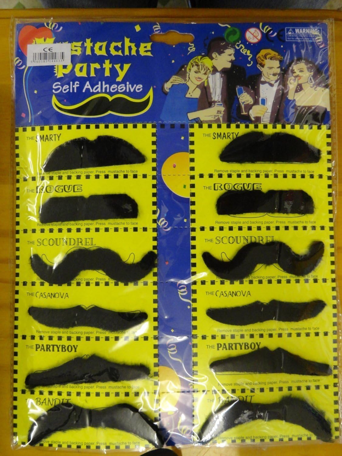 Demarkt Pack of 12 Adhesive Assorted Black Moustaches Fancy Dress Costume Accessory