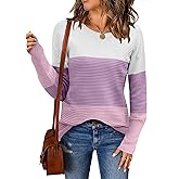 Zeagoo Women's 2025 Fall Sweaters Casual Long Sleeve Crew Neck Ribbed Knit Side Slit Pullover Sweater