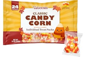 TABOOM Candy Corn Individual Packets 24 Count Treat Size Bags, Classic Tri-Color Wrapped Candy for Trick or Treats, Fall Party Favors, Classrooms, and Autumn Snack Packs