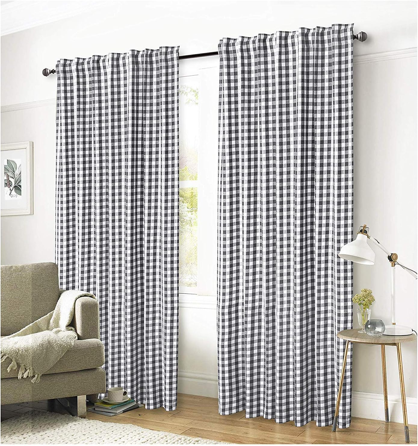 Amazon Com Ramanta Home Gingham Check Window Curtain Panel 100