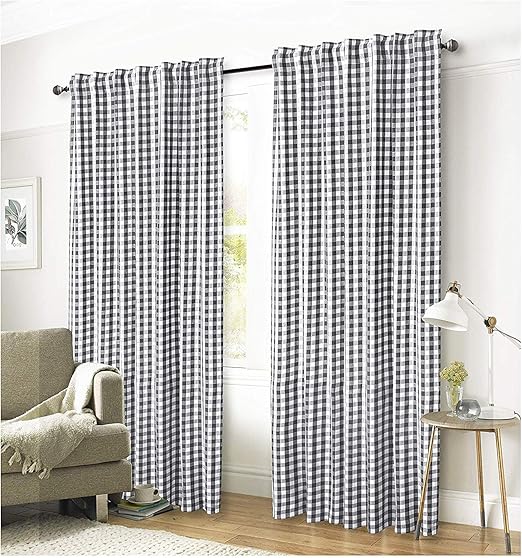 Amazon Com Ramanta Home Gingham Check Window Curtain Panel 100