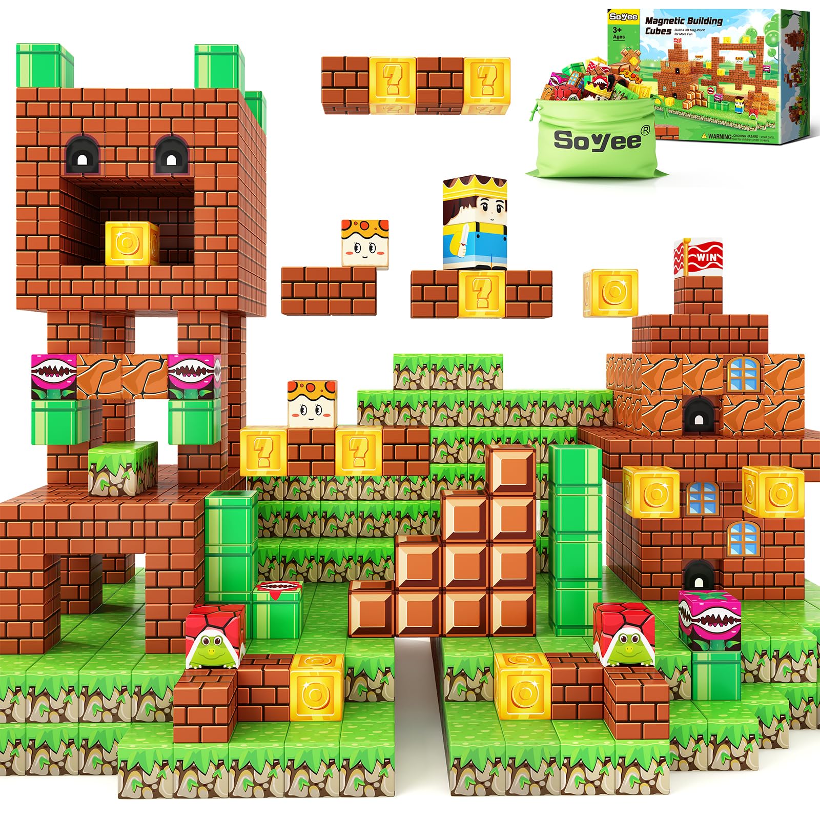 Magnetic Blocks Building Toys - Build Mine Magnet World Set Toddler Kids Sensory Toys for Boys & Girls Ages 3-5 5-7 8-12, 1'' Magnetic Cubes Game Classroom Must Haves Decor School Supplies