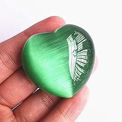 Bacatgem 1 Pcs Green Cat's Eye Stone Palm Worry