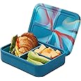 LunchBots Build -a- Bento Lunch Box, Silicone Bento Box for Kids, Multi-Compartment Lunch Container, Oven & Dishwasher Safe, BPA Free, 32 oz - Tie Dye Dark Blue