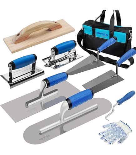 Kraft Tool 18x4 Inch Cement Trowel - Five Star Round Front/Square Back, Wood Handle, Concrete Finishing Tool
