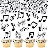 Ercadio 40Pcs Edible Music Notes Cupcake Toppers Black Musical Symbol Cupcake Picks for Musical Theme Baby Shower Music Lover Birthday Concert Party Cake Decorations Supplies