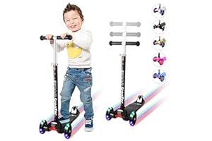EEDAN Scooter for Kids 3 wheels scooter Kids Scooter, 4 Adjustable Height Lean to Steer,Extra-Wide Deck, Kids Scooter with LED Light Up Wheels Toddlers Girls & Boys from 3 to 12 Year-Old Learn to Steer.